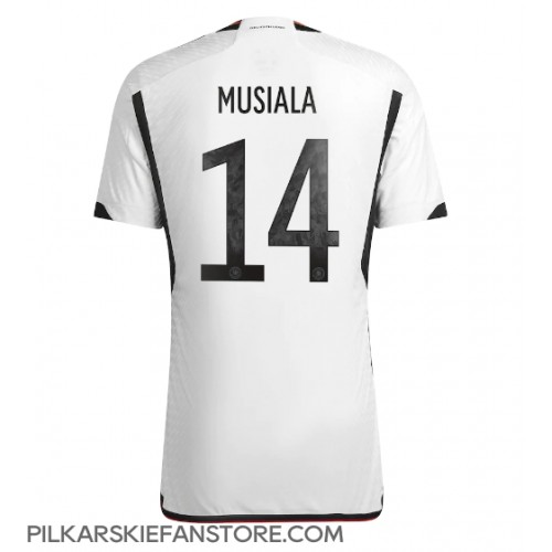 Tanie Strój piłkarski Niemcy Jamal Musiala #14 Koszulka Podstawowej MŚ 2022 Krótkie Rękawy
